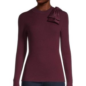 Ted Baker London Ribbed bow sweater in oxblood
